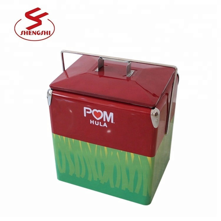 2019 Hot sale 28 lite retro metal beer cooler box for camping