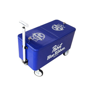 Portable Party Bar Cold Drink Beverage Cart Backyard Cooler Trolley on Wheels with Shelf