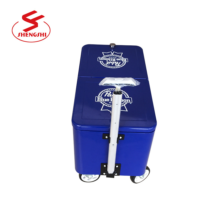 Portable Party Bar Cold Drink Beverage Cart Backyard Cooler Trolley on Wheels with Shelf