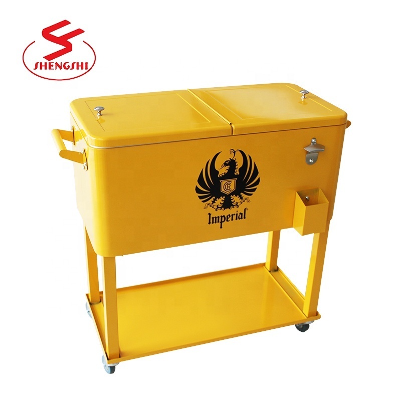 Patio outdoor ice cool cart metal rolling cooler Ice Beer Beverage Chest with wheels