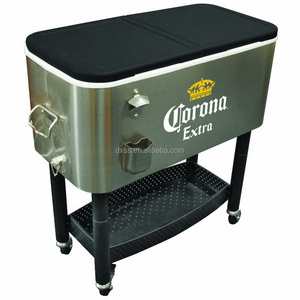 73L Metal rolling party cooler cart for cold ice beer