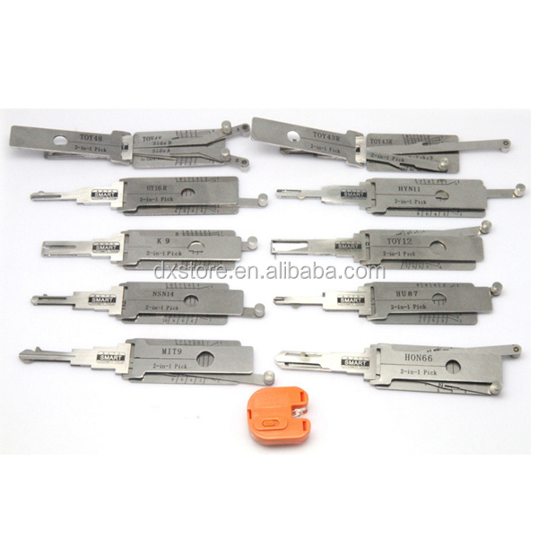 LISHI auto 2 in 1 decoder pick tool 10pcs SMART for K9 MIT9 TOY48 HY16R HU87 HYN11 NSN14 TOY43R HON66 TOY12 locksmith tools