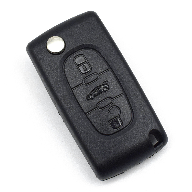 Topbest Remote Car key flip metal circle p-eugeot 207 307 308 407 607 807 2/3/4 Buttons HU83/VA2 C-itroen C4 C5 C6 Car Key Shell