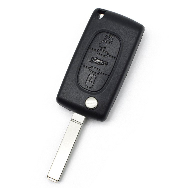 Topbest Remote Car key flip metal circle p-eugeot 207 307 308 407 607 807 2/3/4 Buttons HU83/VA2 C-itroen C4 C5 C6 Car Key Shell