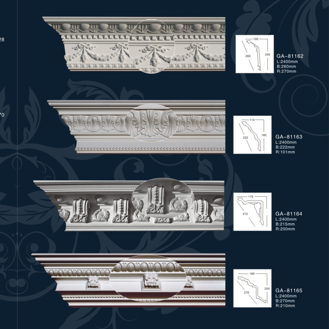 Wholesale home decoration Polystyrene cornice foam PU cornice crown moulding