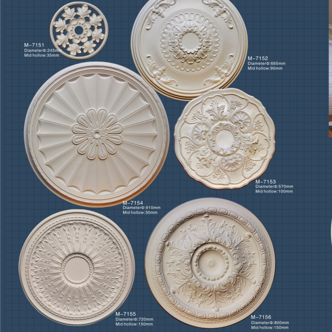 molded pu ceiling medallion round ceiling medallion gold round ceiling medallion for indoor use