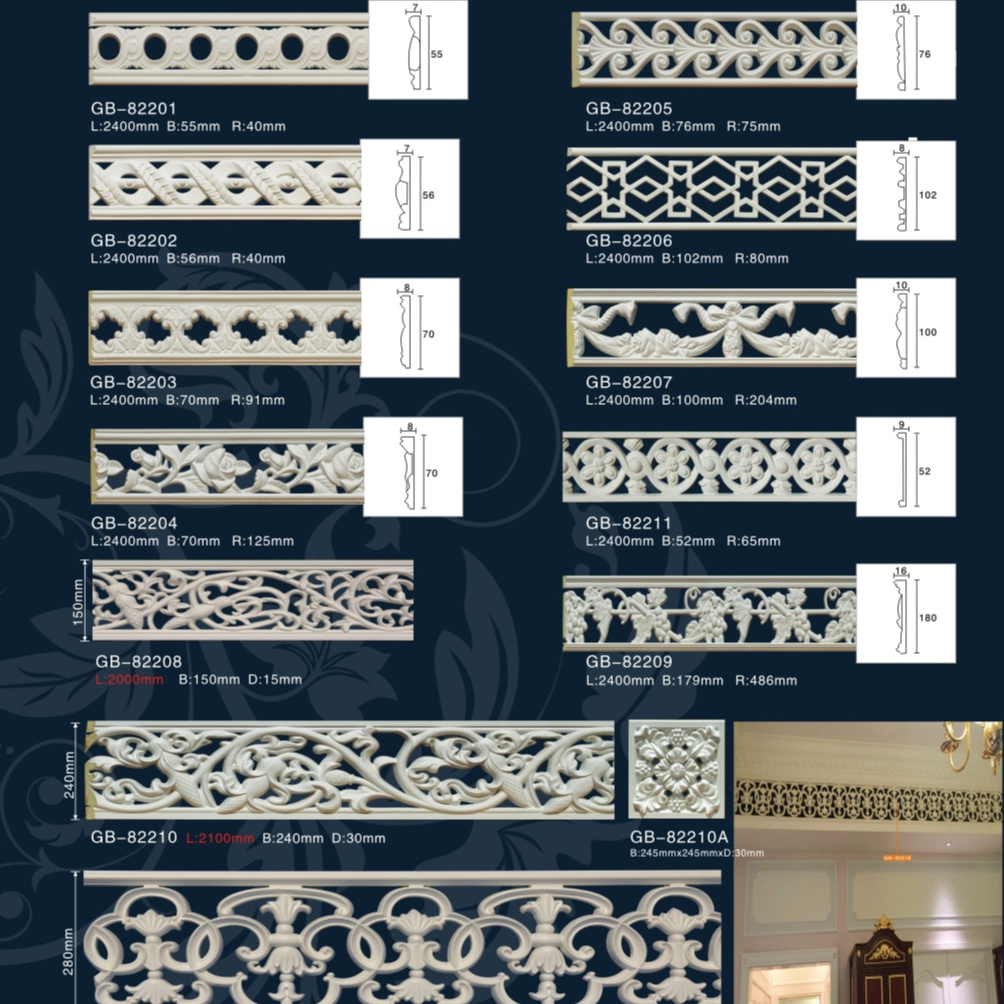 Wholesale home decoration Polystyrene cornice foam PU cornice crown moulding