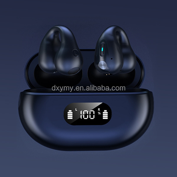 Single Earbud V5.3 Earphones Earring Wireless Headphones On Ear Led Display Bone Conduction Earphone