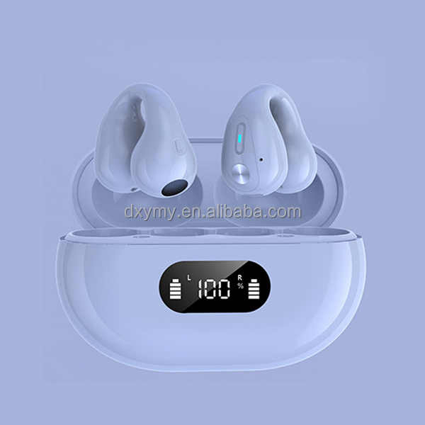 Single Earbud V5.3 Earphones Earring Wireless Headphones On Ear Led Display Bone Conduction Earphone