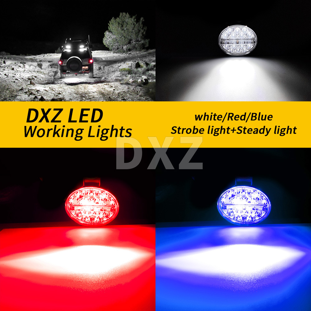 DXZ Spotlight Driving Light 3inch 26LED 78W Round Vehicle Auxiliary Lighting With Red And Blue Flashing DRL Car LED Work Light