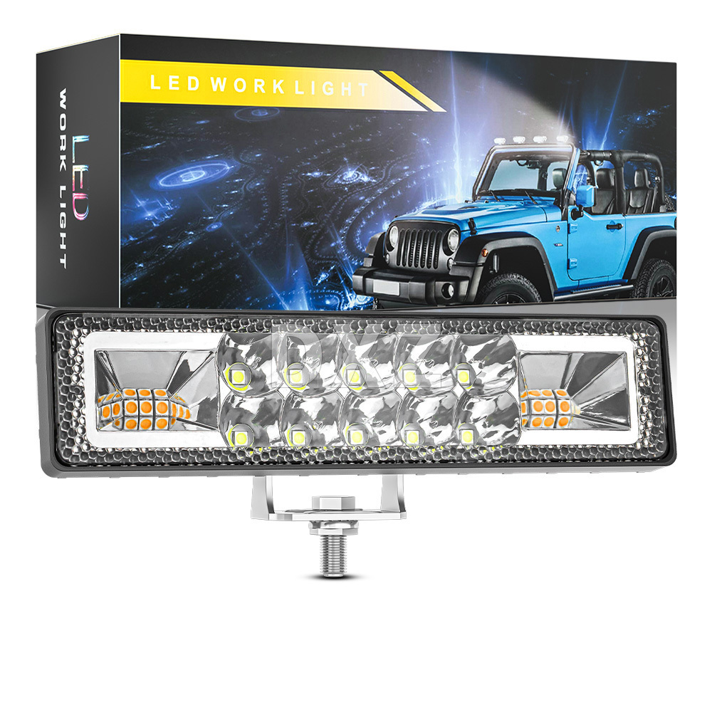 DXZ Flashing/Strobe 6Inch 16led White+amber Red+blue LED Work Light Bar Fog Lamp For Driving Boat Car Tractor Truck Light