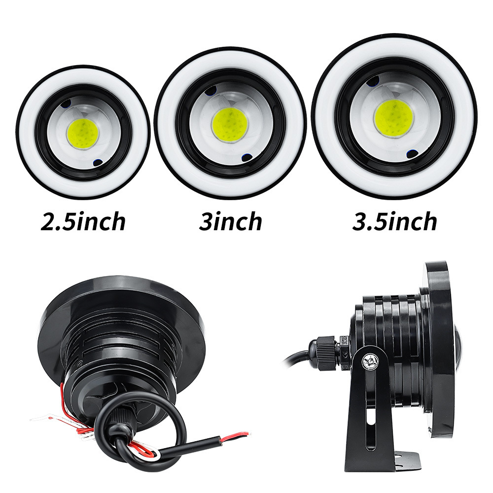 DXZ 2pcs 2.5/3.0/3.5 Inch Car COB LED Fog Light Projector White Angel Eye Light Halo Ring DRL Driving lights