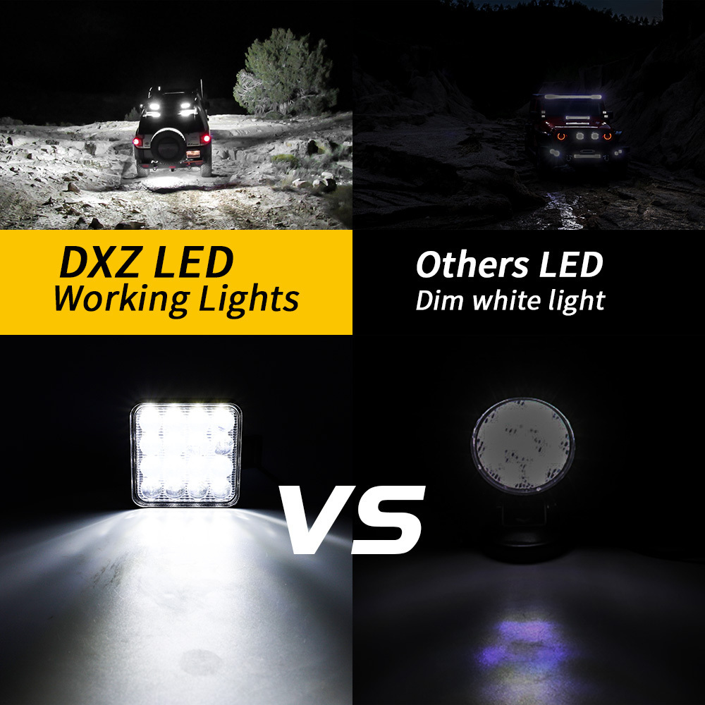 DXZ 16LED 48W Square spotLight Work Light Jeeps Off-Road Light Driving Fog Light with Mounting Bracket for Truck Car ATV  SUV