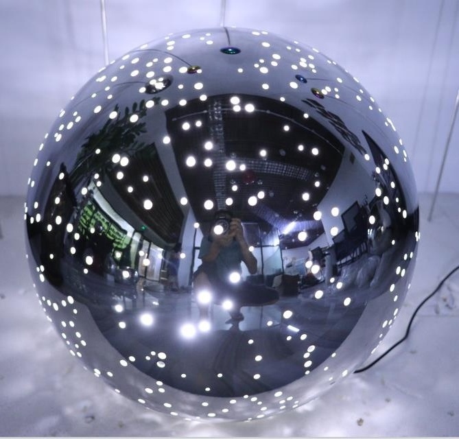 Metal Balls With Holes Stars Led Light Inside Plaza Art Garden Stainless Steel Decorative Spheres Balls  Garde