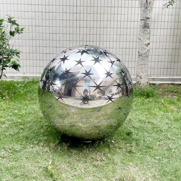 Metal Balls With Holes Stars Led Light Inside Plaza Art Garden Stainless Steel Decorative Spheres Balls  Garde