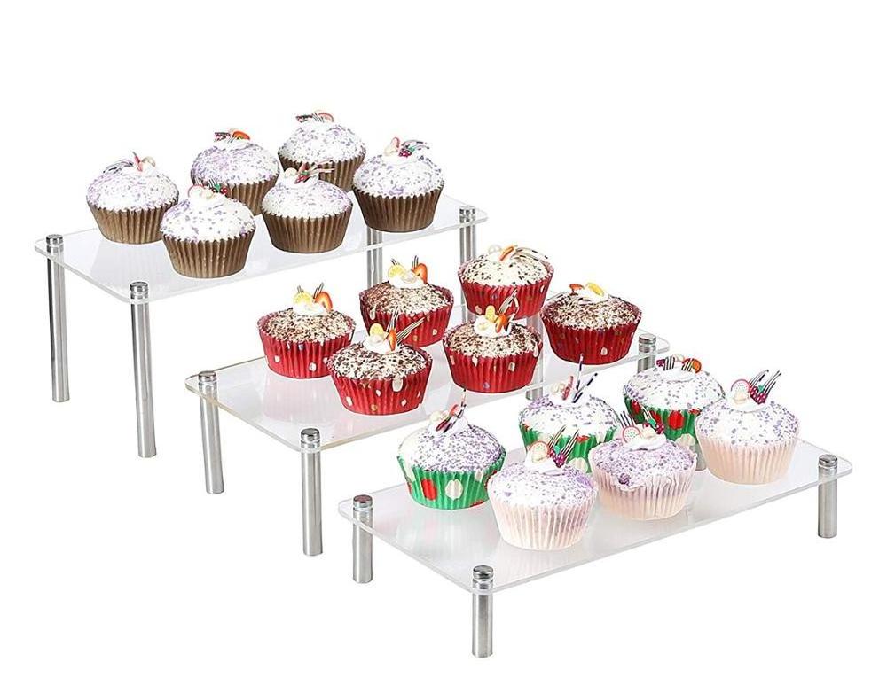 Clear Rectangular Acrylic & Metal Cupcake/Bags /Dessert Display Stand