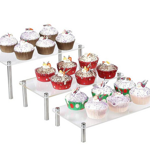 Clear Rectangular Acrylic & Metal Cupcake/Bags /Dessert Display Stand