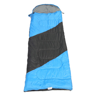 Hot Sale Outdoor Hood Envelope Sleeping Bag 190T Camping Sleeping Blue Bag Waterproof