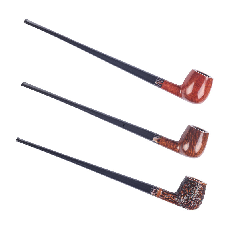 Smoking Accessories and Pipes Reusable Straight Bent Briar Wood Long Type Reading Tobacco Smoking Pipe Wooden Smoke Pipe For Men