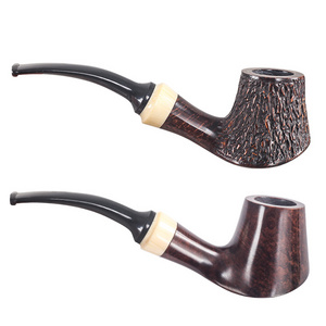 P3413 Reusable Bent Brair Wood Portable Stylish Tobacco Smoking Pipe Rubber Mouthpiece Wooden Smoke Pipes For Men