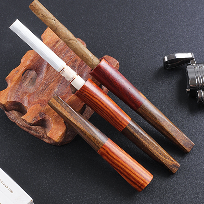 10mm Wood Smoking Cigarette Tip Mouthpiece Portable Cigarette Holder V -Shaped Smoking Cigar Mouthpiece Holder Smoking Holder