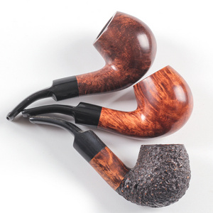 Wholesale Mini Smoke Pipes 8650 Reusable Bent Type Portable Tobacco Short Brair Wood Men's Wooden Smoke Pipe