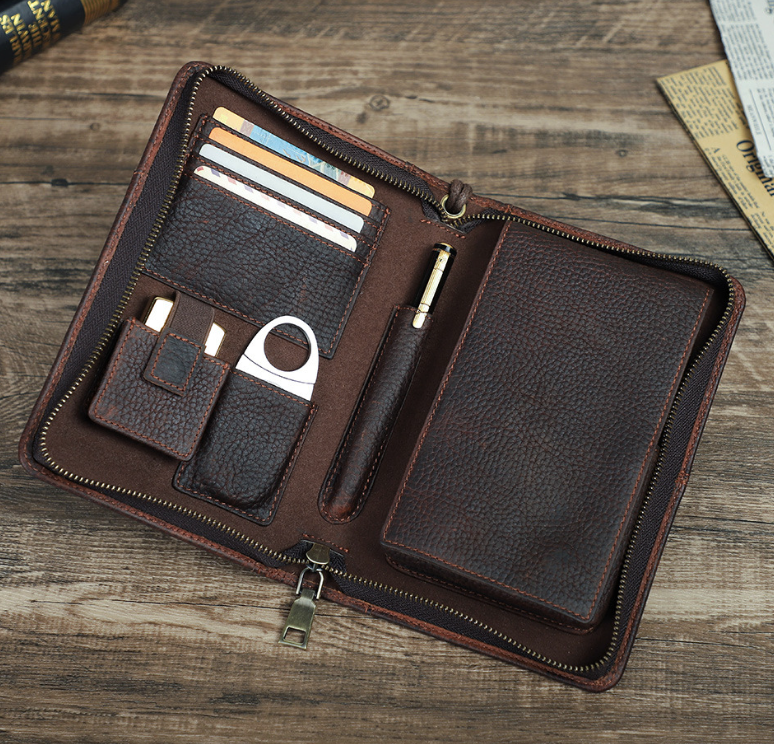 Luxury Gift For Men Leather Cigar Case Reusable Cigar Tools Portable Box Cigar Cutter Seat case Travel Storage Case