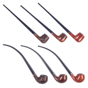 Smoking Accessories and Pipes Reusable Straight Bent Briar Wood Long Type Reading Tobacco Smoking Pipe Wooden Smoke Pipe For Men