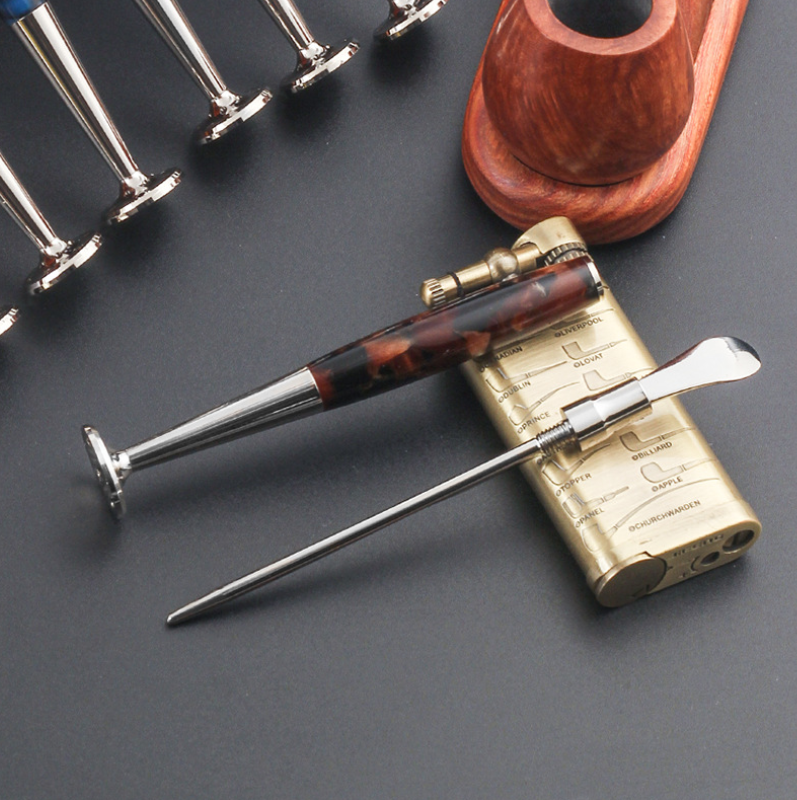 Tobacco Smoking Pipe 3 in 1 Cleaner Tools metal + Acrylic Tobacco Smoking Pipe Reusable Needle Tamper Knife