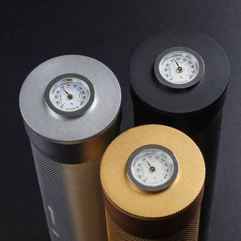 4PCS Capacity Cigar Zinc Alloy Cigar Humidor Tube Portable Travel Cigar tube Metal Storage Tube With Hygrometer