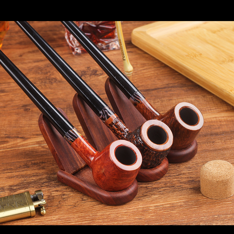 Smoking Accessories and Pipes Reusable Straight Bent Briar Wood Long Type Reading Tobacco Smoking Pipe Wooden Smoke Pipe For Men