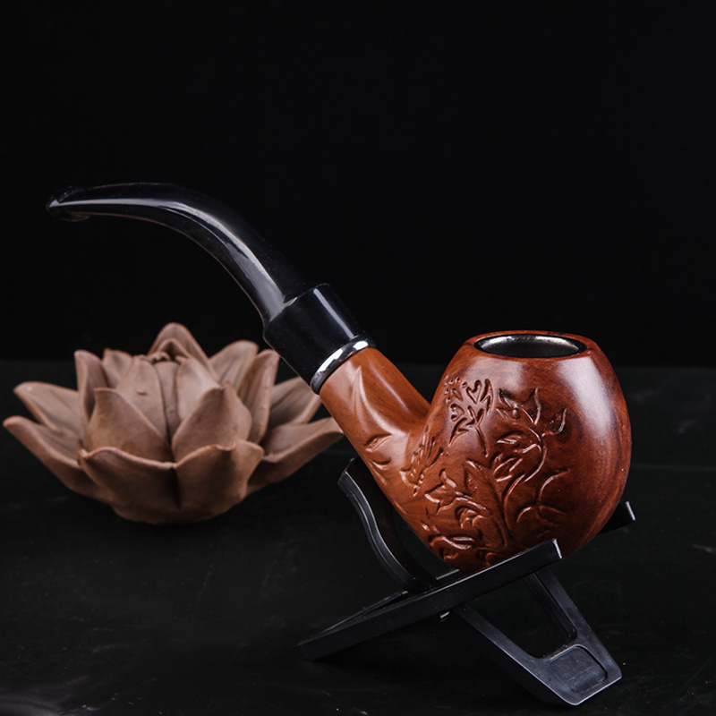 Fashion Carving Engraved Flower Bakelite Smoking Pipe and Accessories Men Small Type Smoking Pipe For Tobacco Pipe