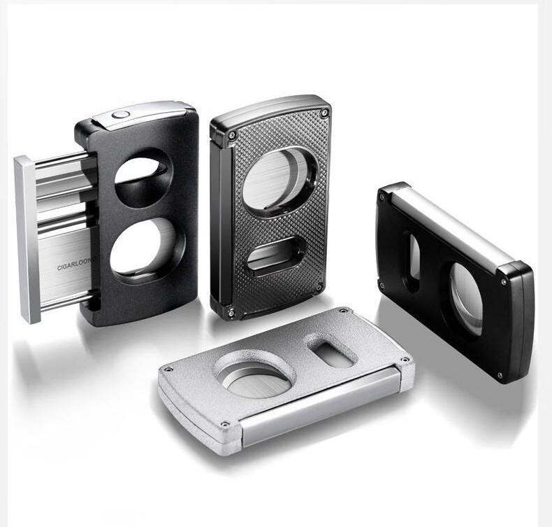 Luxury Double-edged Cigar Cutter 3 in 1 V Stainless Steel Cigar Cutter Wholesale Metal Portable Reusable Cigar Accessories