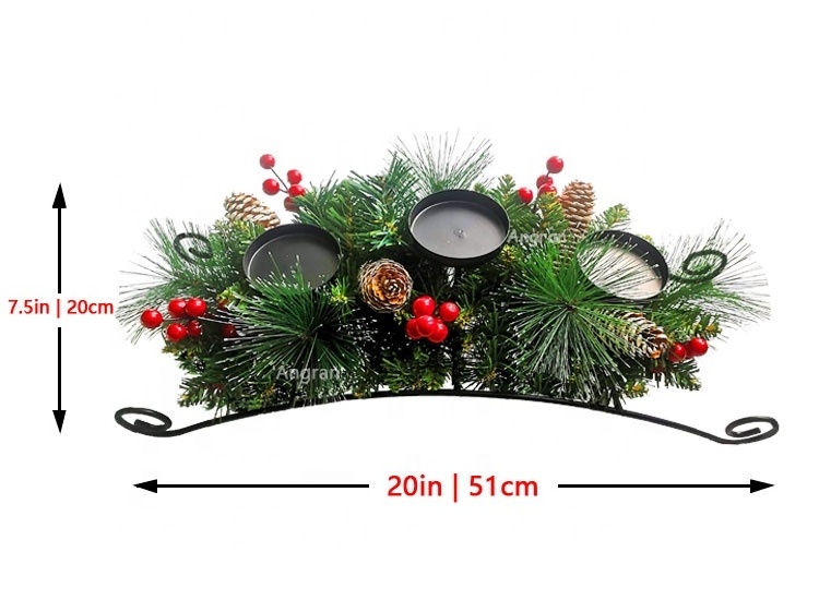 Christmas Centerpiece Christmas Candle Holders Christmas Tabletop Centerpiece with 3 Flameless Candle holder, Romantic Holiday