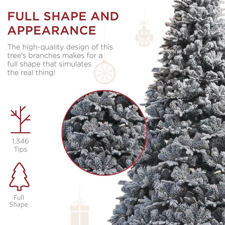 2022 New Flocked Christmas tree with Snow White  YiWu 6ft 7ft 8ft 9ft 10ft Xmas Tree Flocked Christmas tree  Flocking