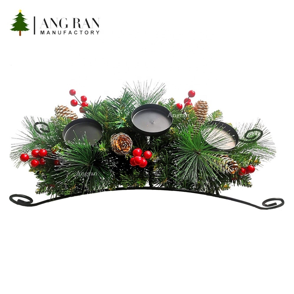 Christmas Centerpiece Christmas Candle Holders Christmas Tabletop Centerpiece with 3 Flameless Candle holder, Romantic Holiday