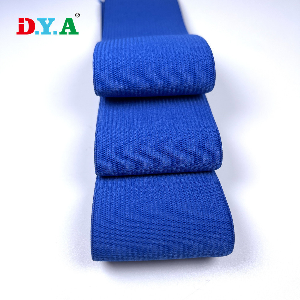 Blue flat knitted elastic band crochet knitted elastic webbing waistband football captain armband