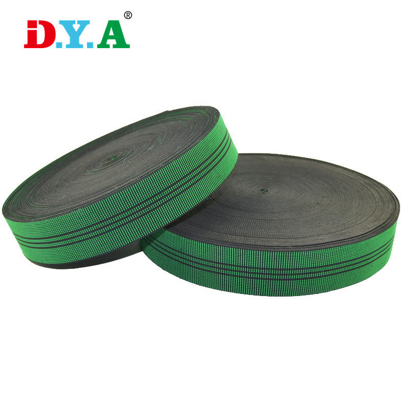 Factory price  custom  5cm 7cm wide sofa elastic band high tenacity green striped elastic webbing band for sofa