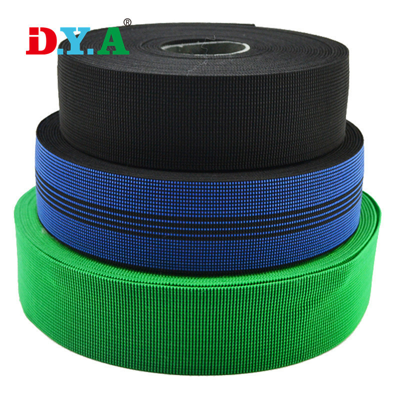 Factory price  custom  5cm 7cm wide sofa elastic band high tenacity green striped elastic webbing band for sofa