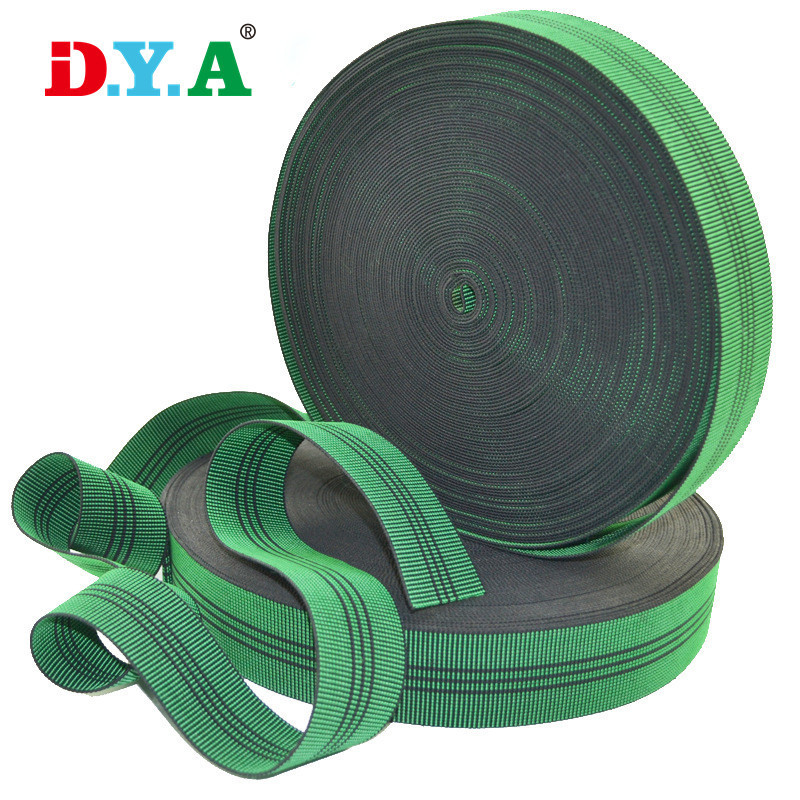 Factory price  custom  5cm 7cm wide sofa elastic band high tenacity green striped elastic webbing band for sofa