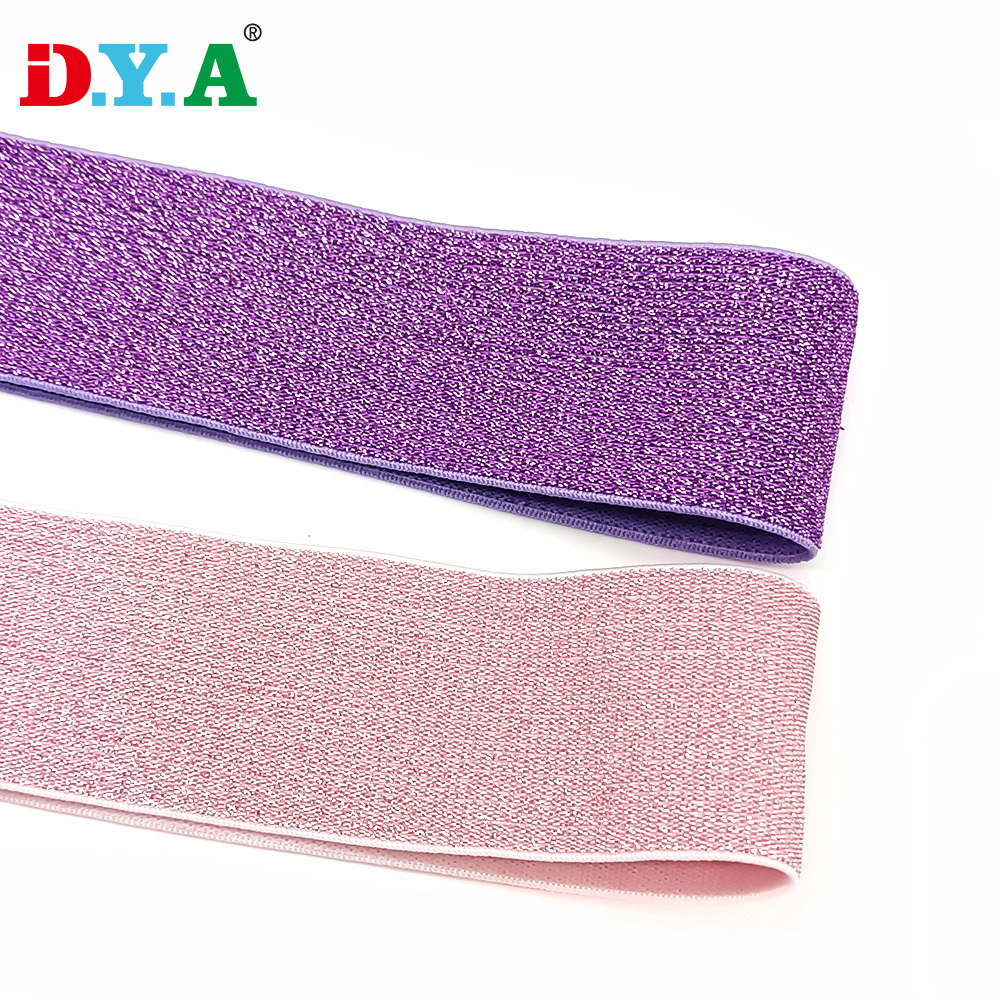 Factory Wholesale  Lurex Elastic Solid Color Gold Glitter Elastic Band for Women Elastic Hair Bands