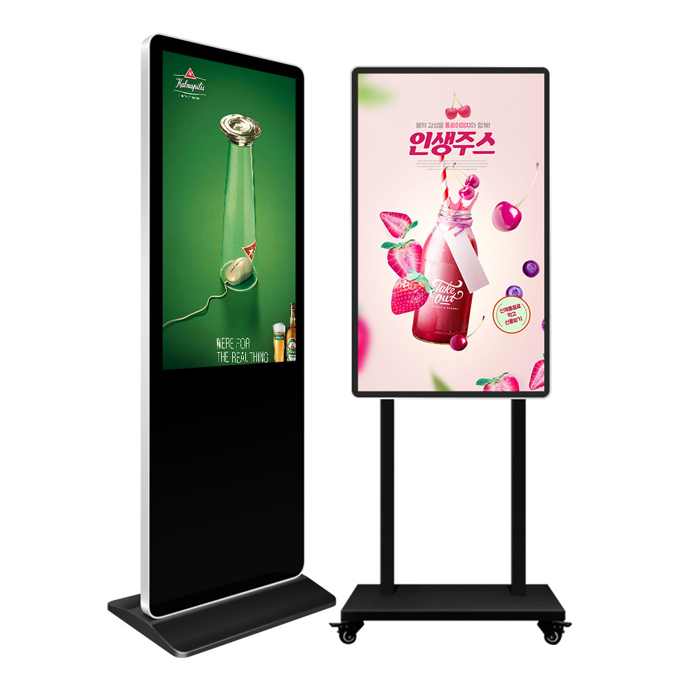 floor standing and wall mounted portable 4K lcd touch screen all in one pc media advertising player digital signage and displays