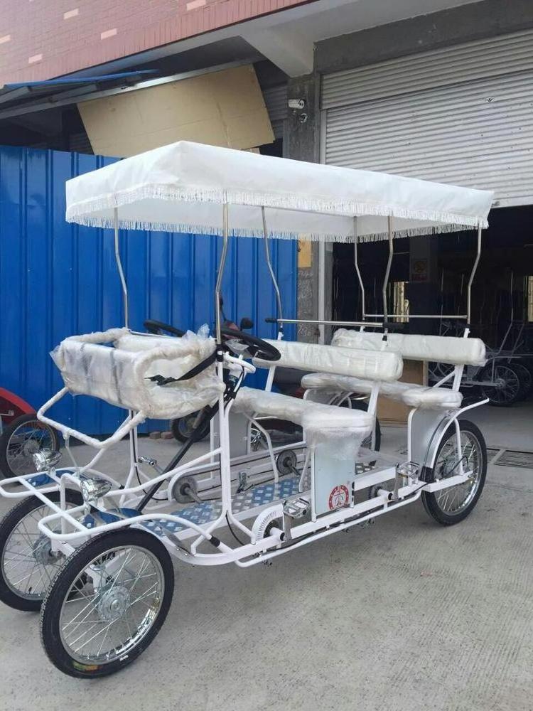 HOT SALE  Pedal Four Wheel Bike Surrey Sightseeing 4 seater Bike with led lights quadricycle