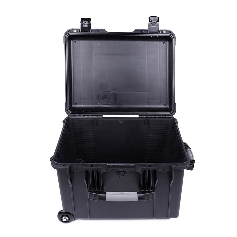 D5238 Hard Tool Outdoor Plastic Case Shockproof Hard Plastic Carrying Trolley Tool Wheel Case With Pick And Pluck Foam Handle