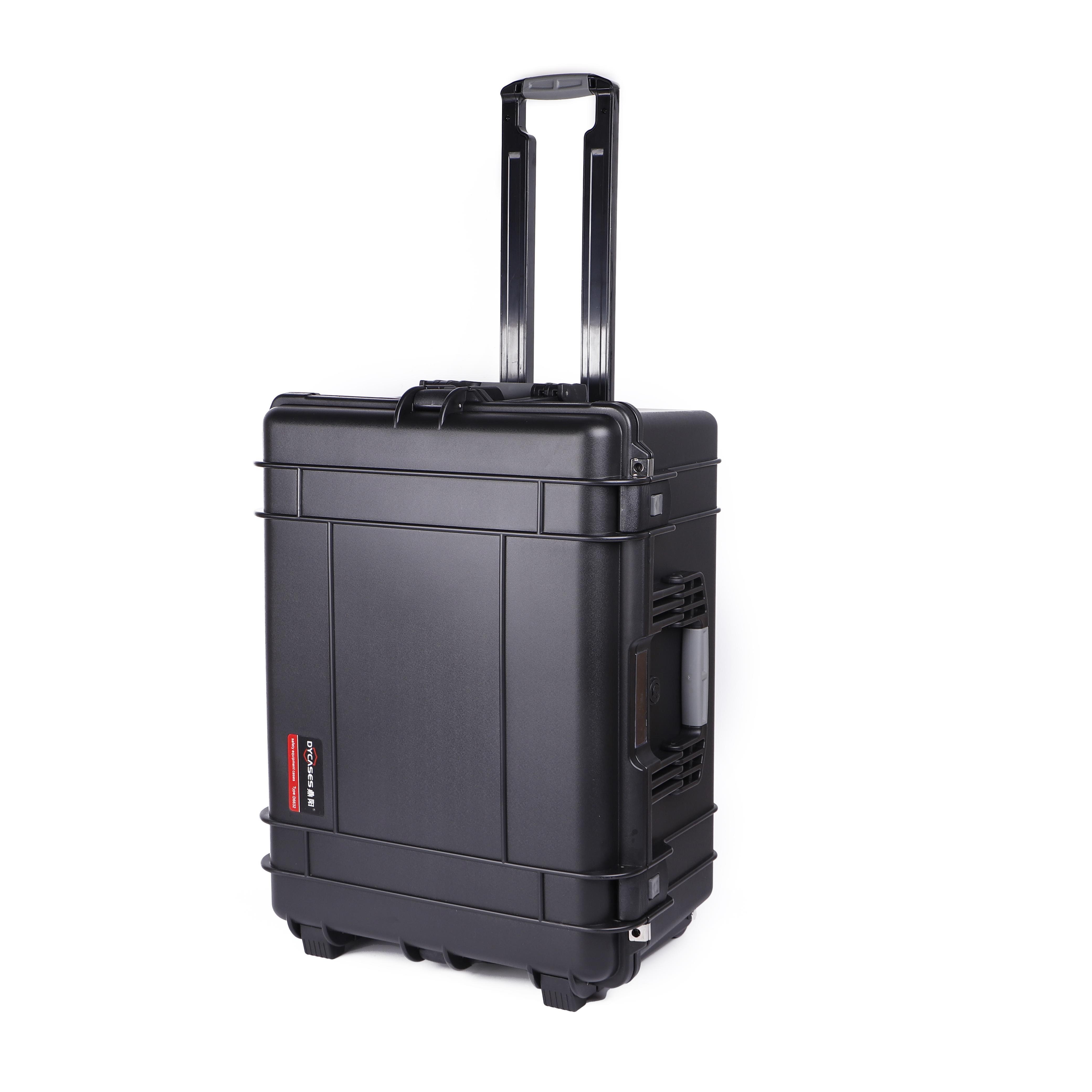 D6632 Hard Waterproof Plastic Trolly Rolling Equipment Case Instrument Carrying Cases With Wheels