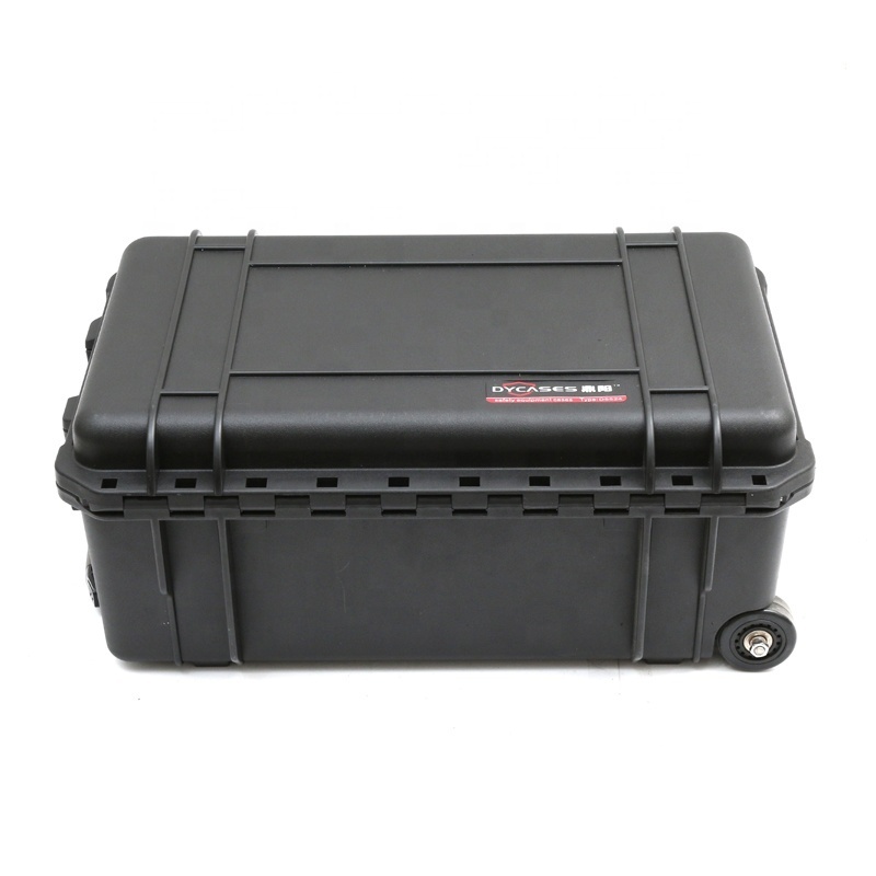 Large trolley rolling hard tool kit box plastic case with padded custom foam