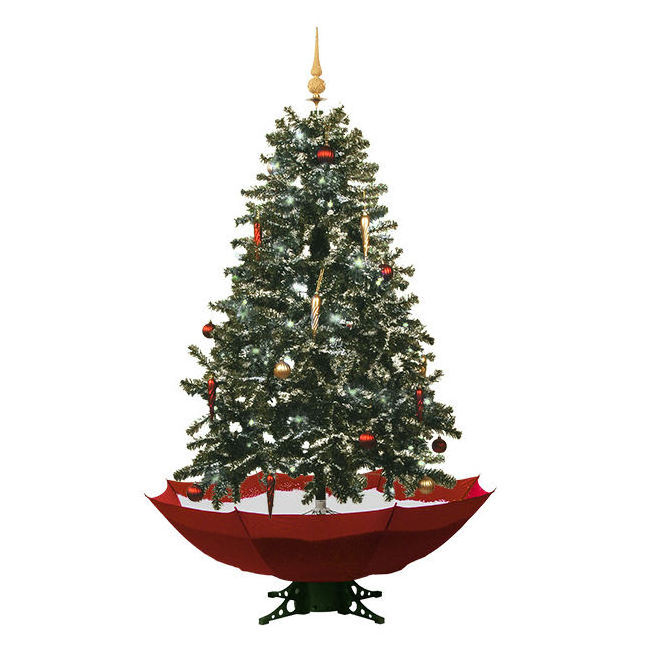 Christmas Decoration 190cm Musical Snowing Artificial Christmas Tree with Red or Green Umbrella Base