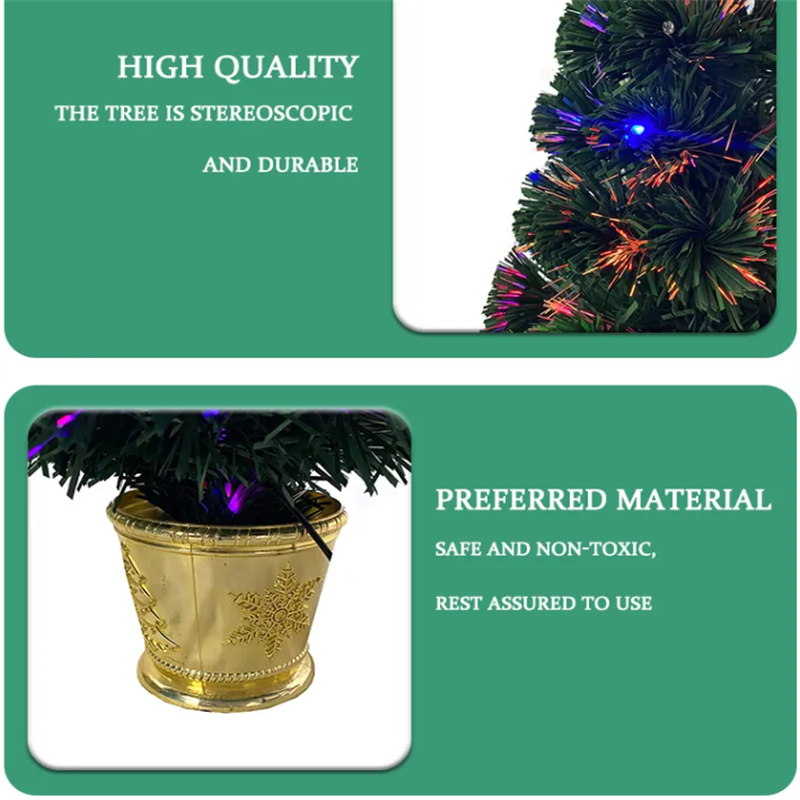 30cm-60cm Artificial PVC and Fiber Optic Green Christmas Tree with Five-pointed Star for Decoration