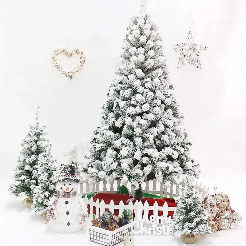 4 ft to 7 ft Snow Christmas Tree Flocked Xmas tree With Led Light