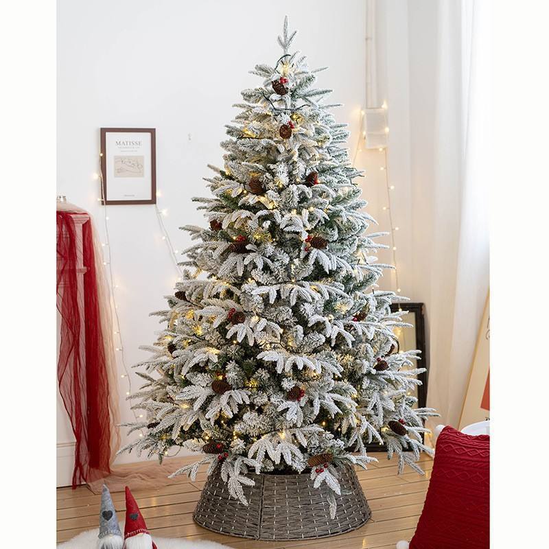 Factory Wholesale Artificial Christmas Tree PE Mixed PVC Snowflake Flocking Outdoor And Indoor Xmas Tree Decorations